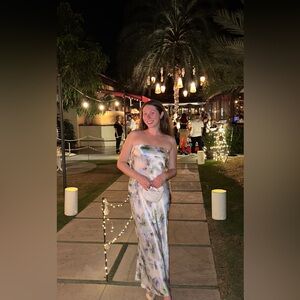 Floral Low Back Strapless Dress